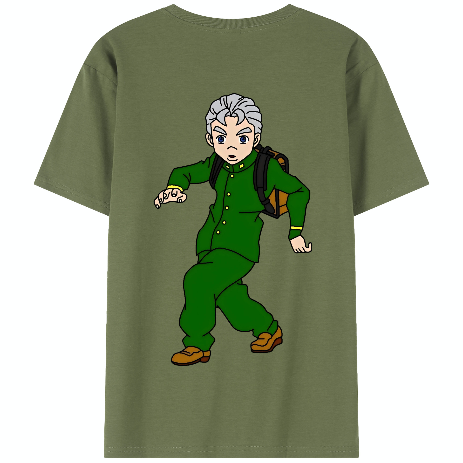 （画像用） ジョジョの奇妙な冒険 広瀨康一 JoJo's Bizarre Adventure Hirose Koichi 綿100％半袖Tシャツ（背面プリント）